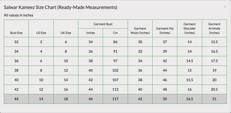 Size Chart